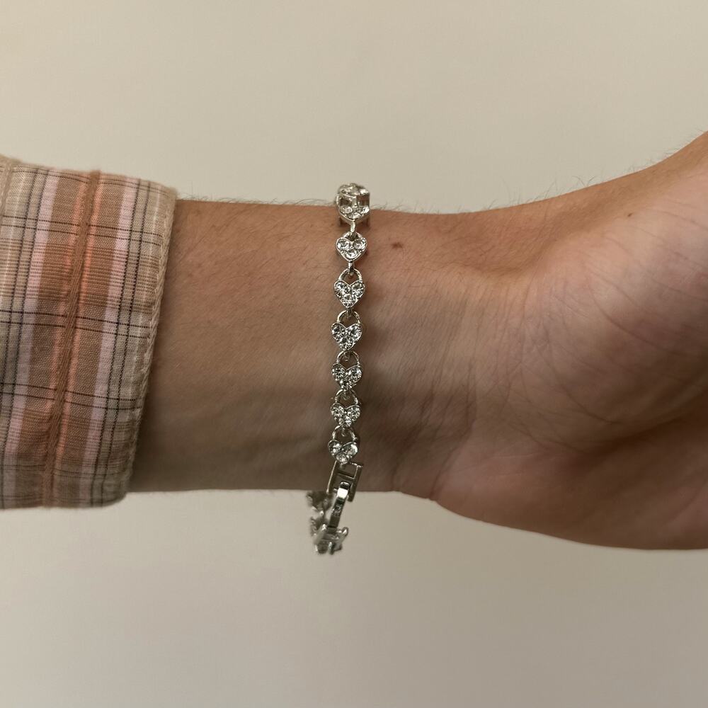 y2k essential silver jewel heart chain bracelet - Picture 6 of 7